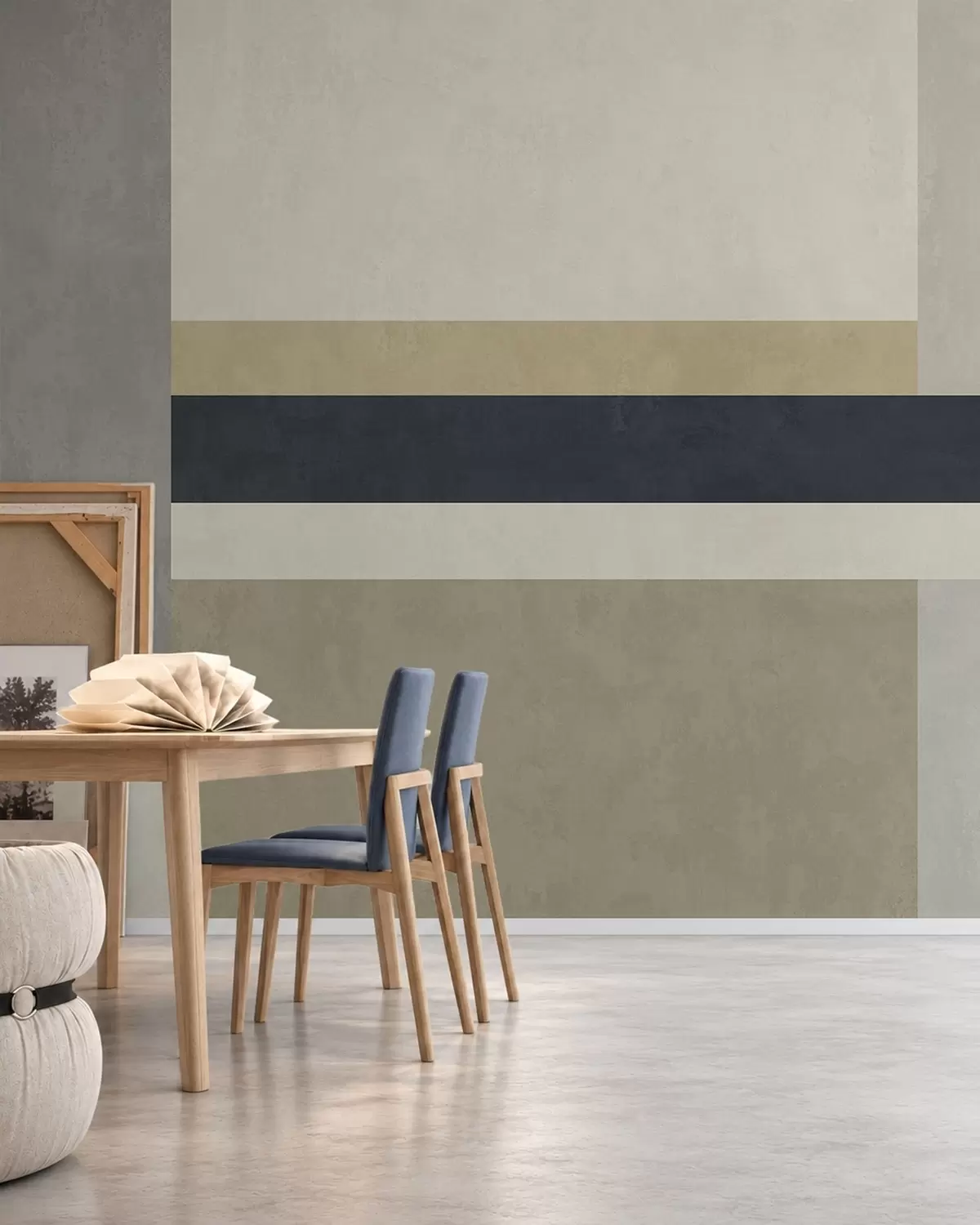 zidne murale Geometrijski blokovi u bež i sivim nijansama s tamnom prugom w05890v1