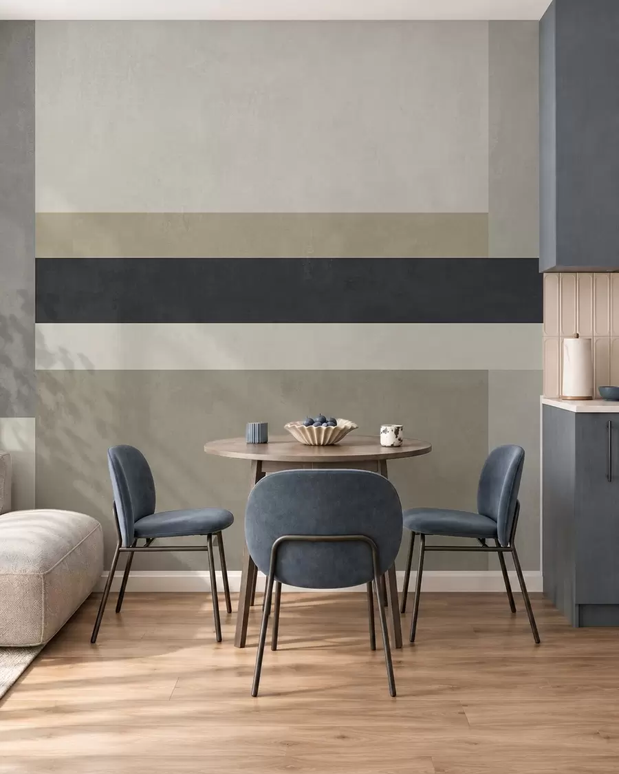 zidne murale Geometrijski blokovi u bež i sivim nijansama s tamnom prugom w05890v1
