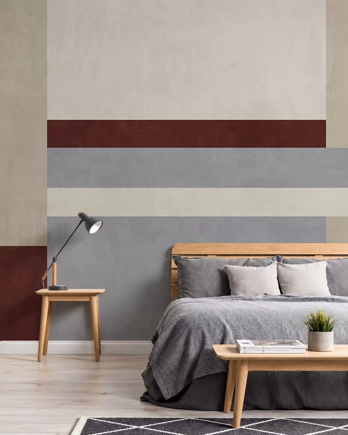 zidne murale Apstraktna geometrija s bordo, sivim i bež blokovima w05890v2