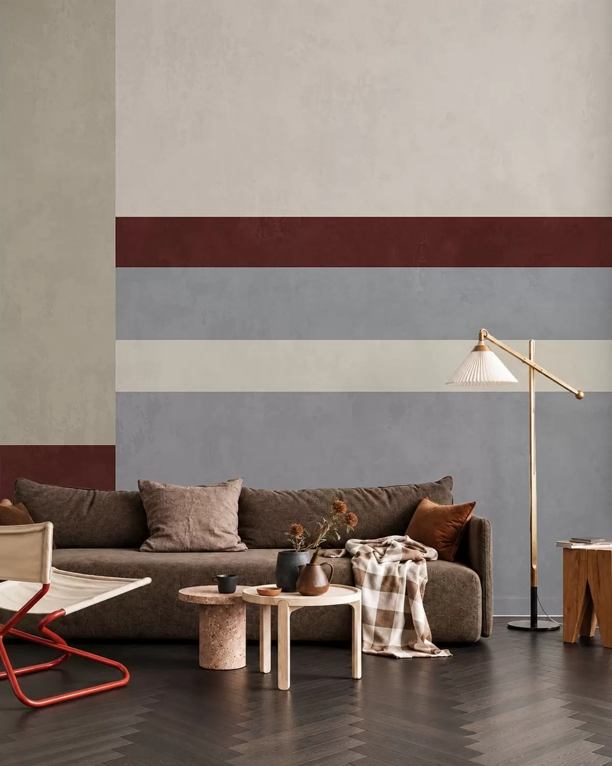 zidne murale Apstraktna geometrija s bordo, sivim i bež blokovima w05890v2