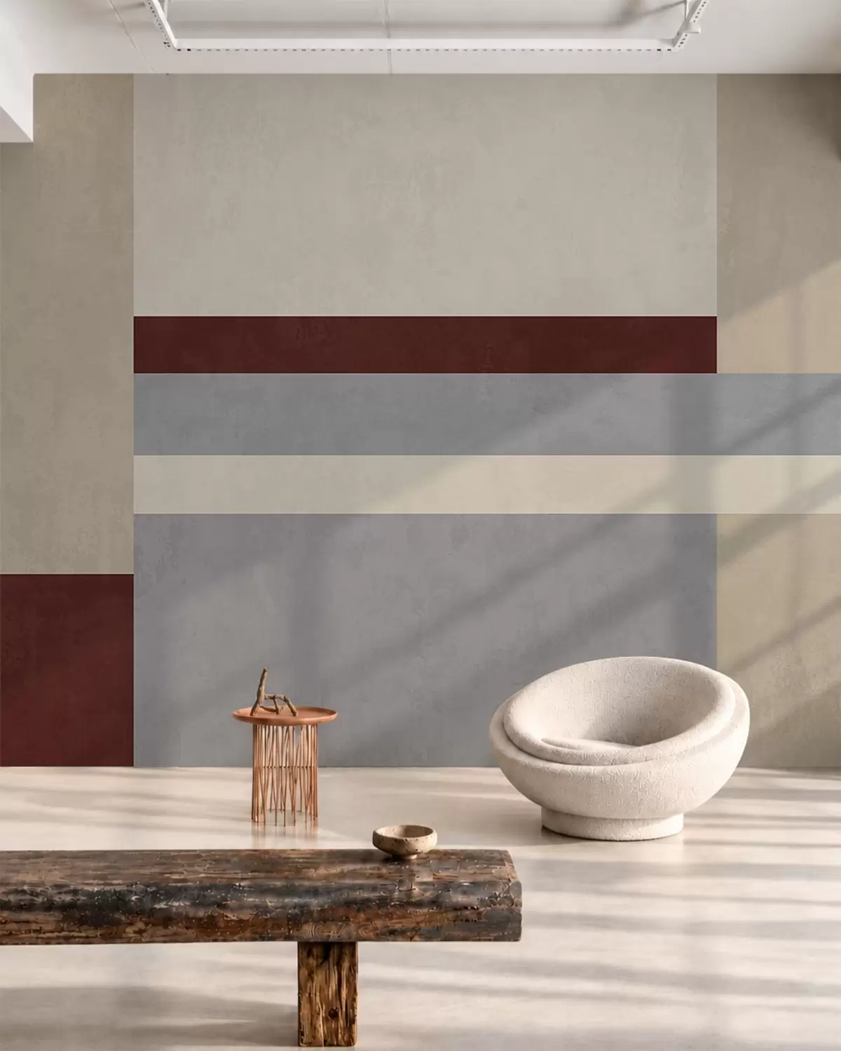 zidne murale Apstraktna geometrija s bordo, sivim i bež blokovima w05890v2