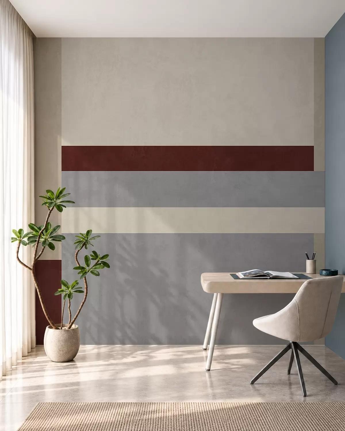 zidne murale Apstraktna geometrija s bordo, sivim i bež blokovima w05890v2