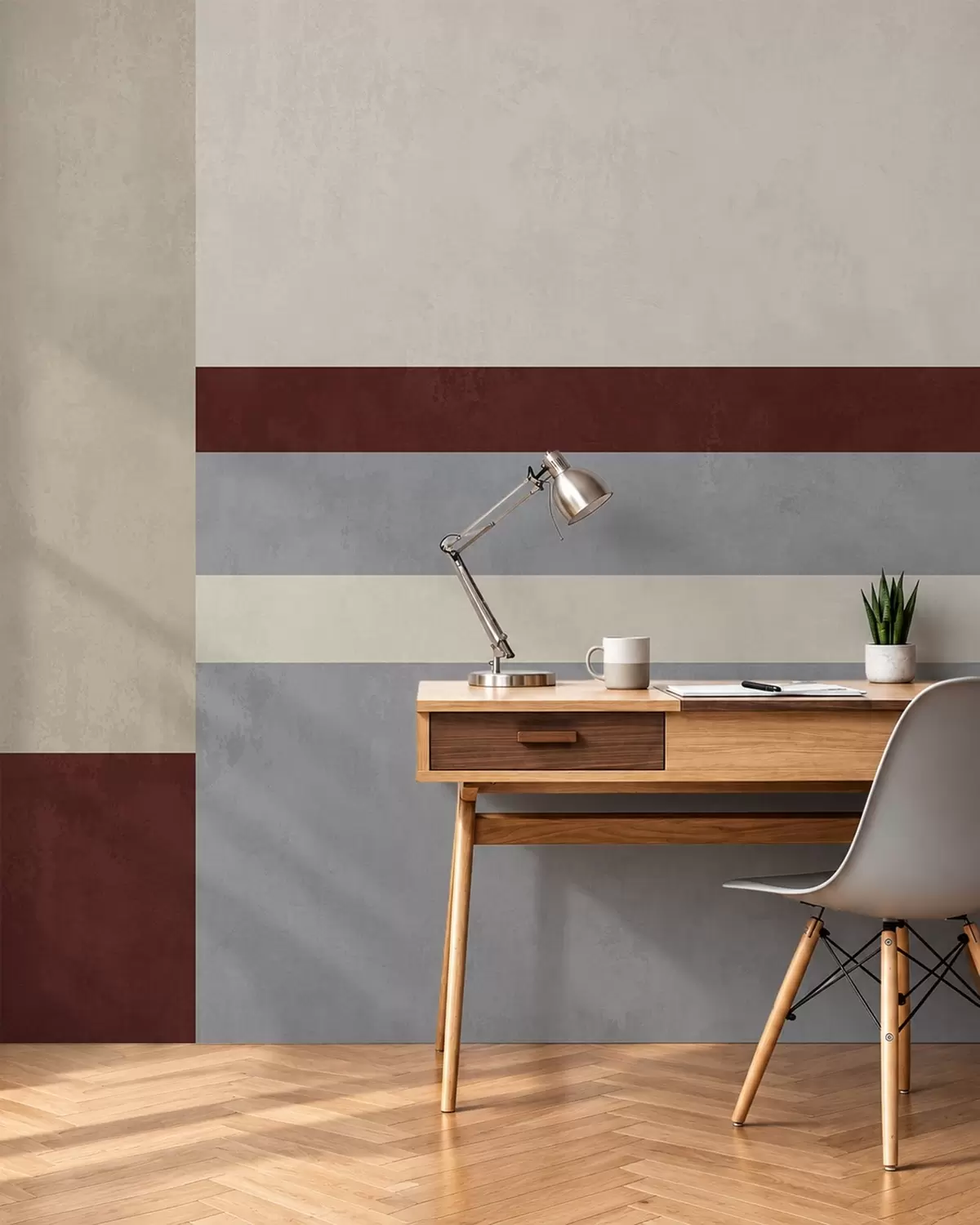 zidne murale Apstraktna geometrija s bordo, sivim i bež blokovima w05890v2
