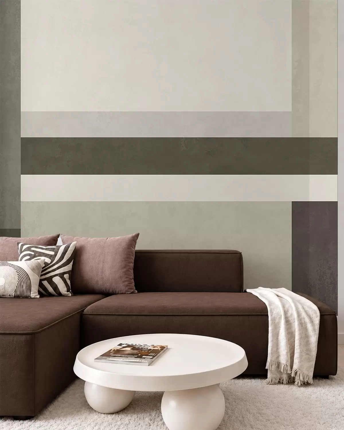 zidne murale Geometrijska kompozicija s maslinastim, sivim i bež blokovima w05890v3