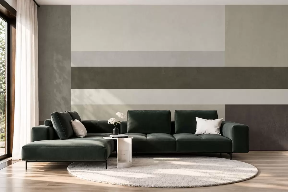 zidne murale Geometrijska kompozicija s maslinastim, sivim i bež blokovima w05890v3