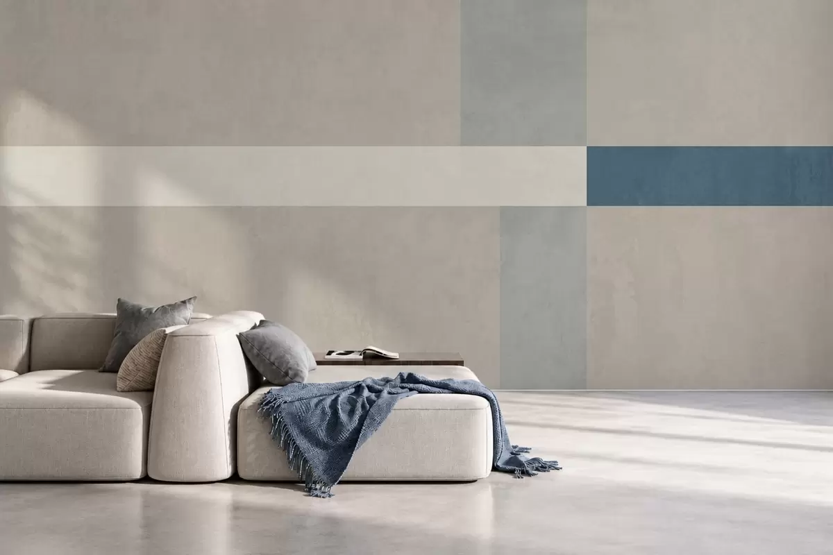 zidne murale Apstraktni bež i sivi pravokutnici s plavim naglaskom w05891v2