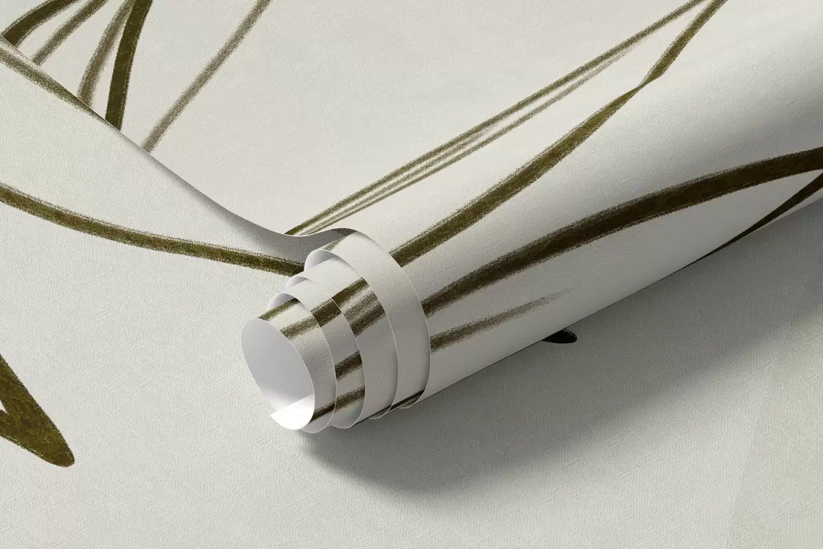 zidne murale Minimalistička linijska umjetnost tropskog lišća i raslinja, pastelni kružni oblici w10111v2