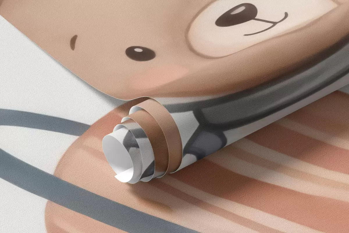 zidne murale Slatki medvjedići astronauti među planetima, raketama i zvijezdama u mekom pastelnom akvarelnom stilu w10096