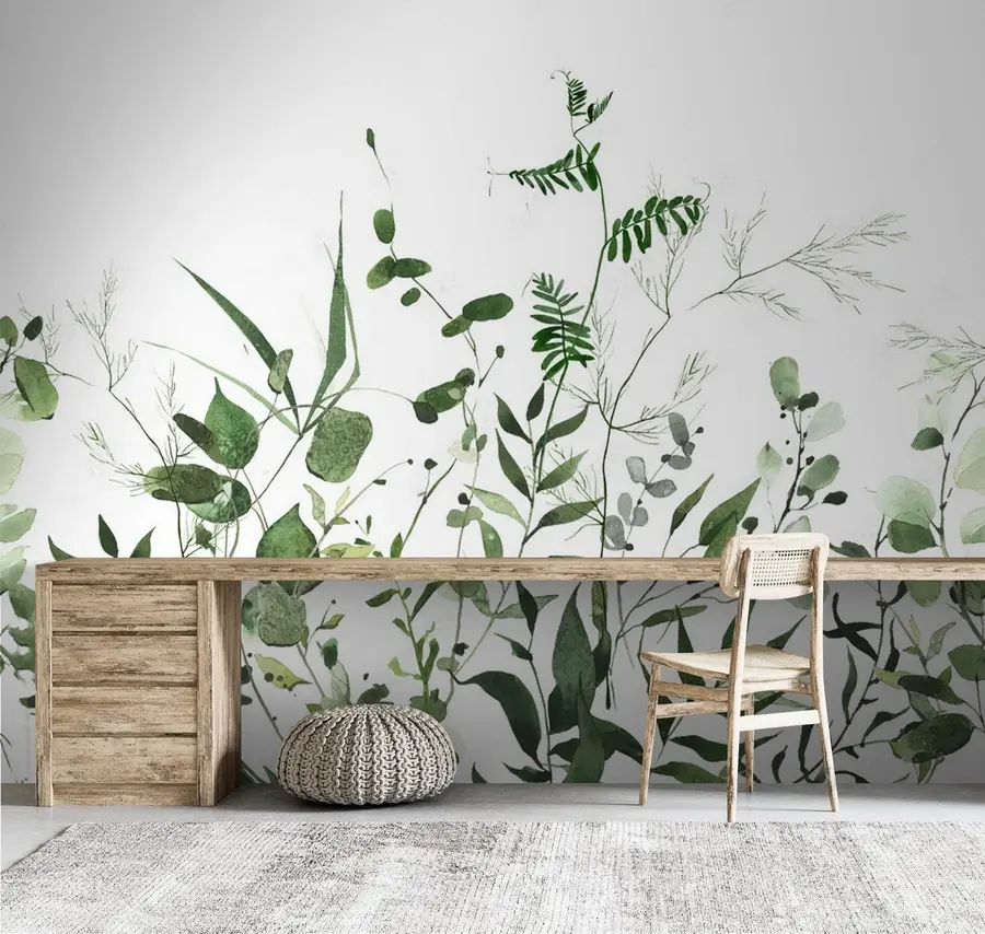 zidne murale Zelene divlje grane u72395