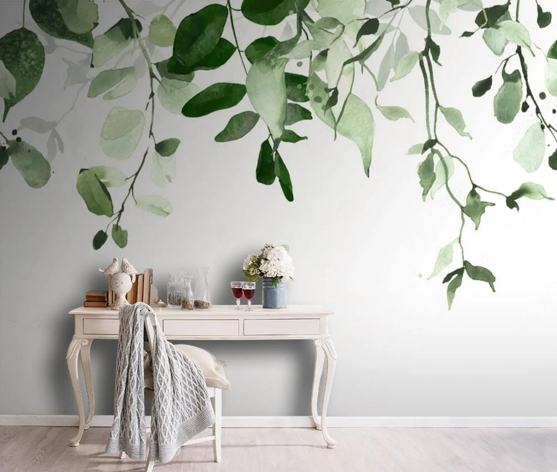 zidne murale Akvarel lišće i grane u72397