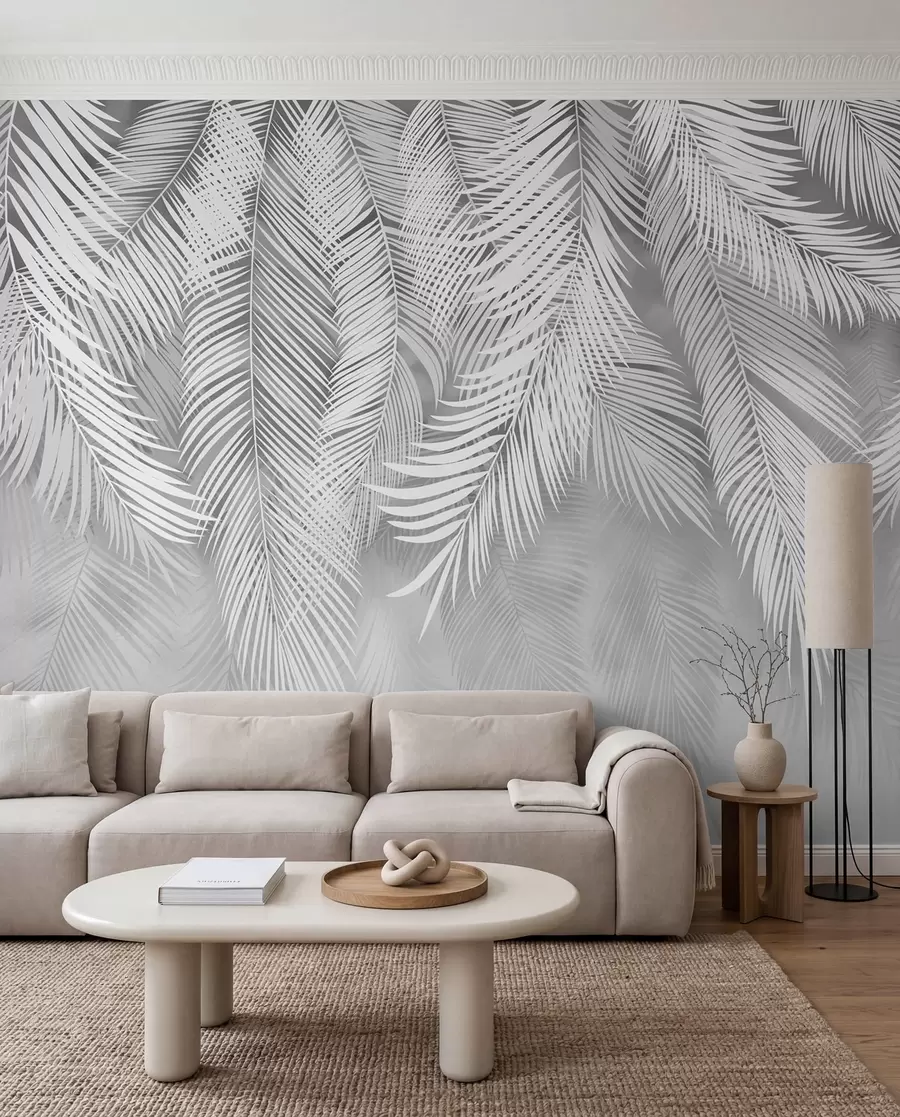 zidne murale Srebrni zastor od palmi u48556v7