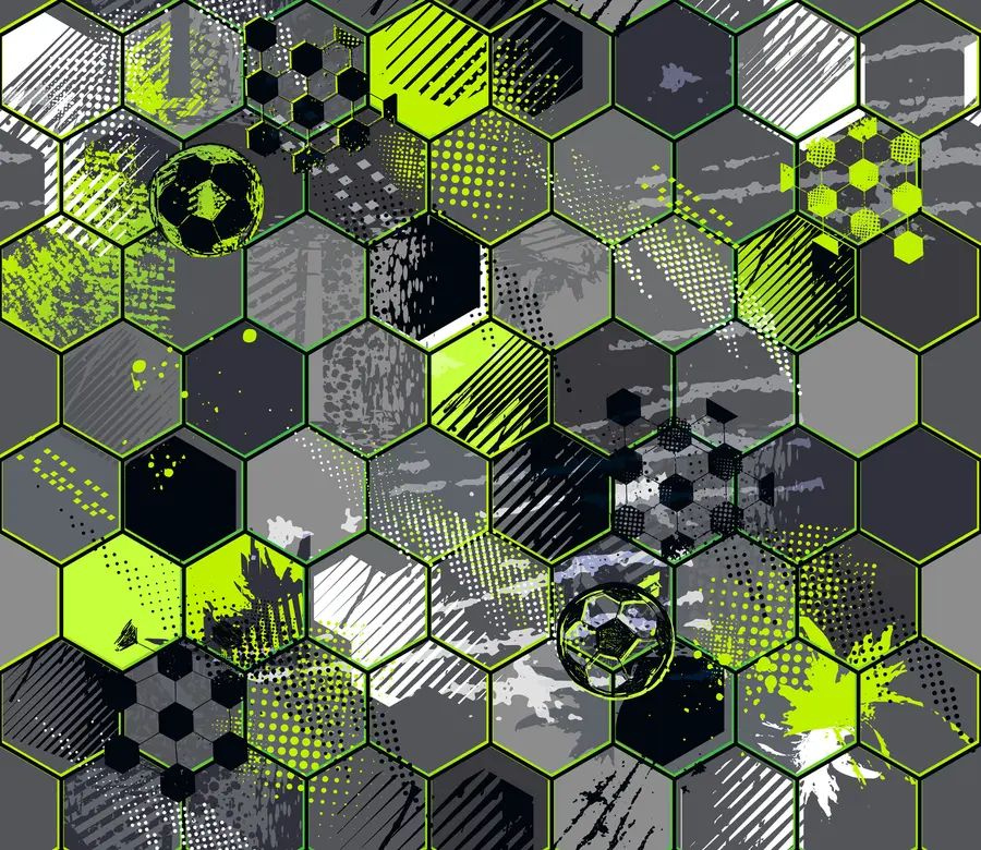 zidne murale Nogometna apstrakcija, svijetlozeleno saće u72779