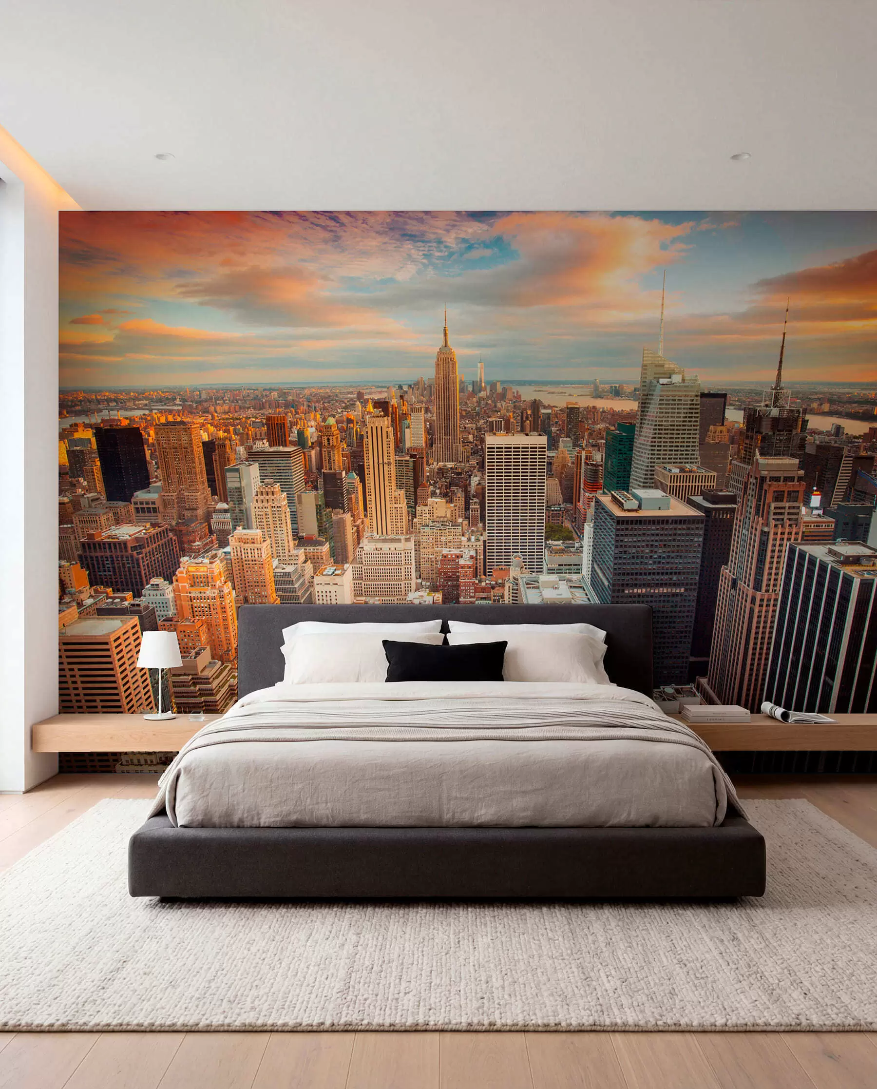 zidne murale Pogled iz zraka na zalazak sunca New Yorka u80529