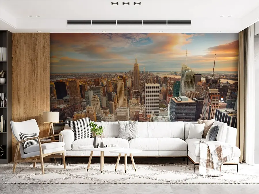 zidne murale Pogled iz zraka na zalazak sunca New Yorka u80529