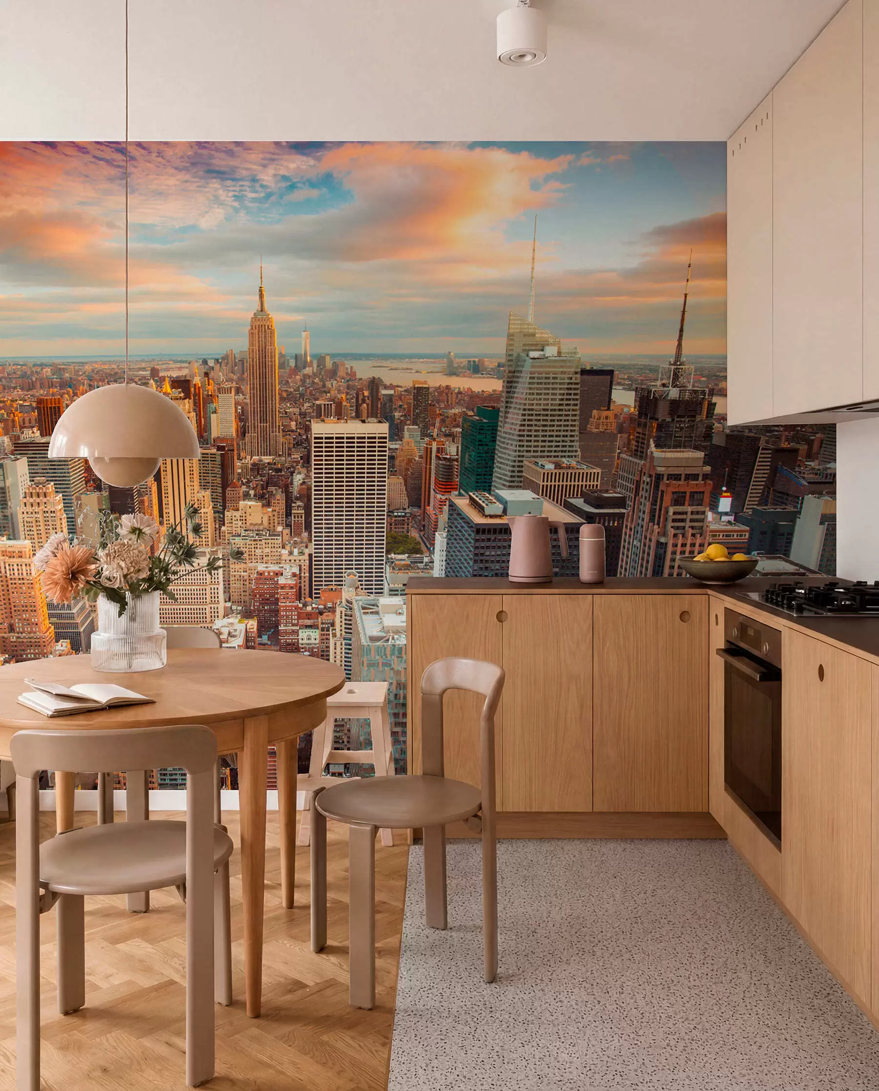 zidne murale Pogled iz zraka na zalazak sunca New Yorka u80529
