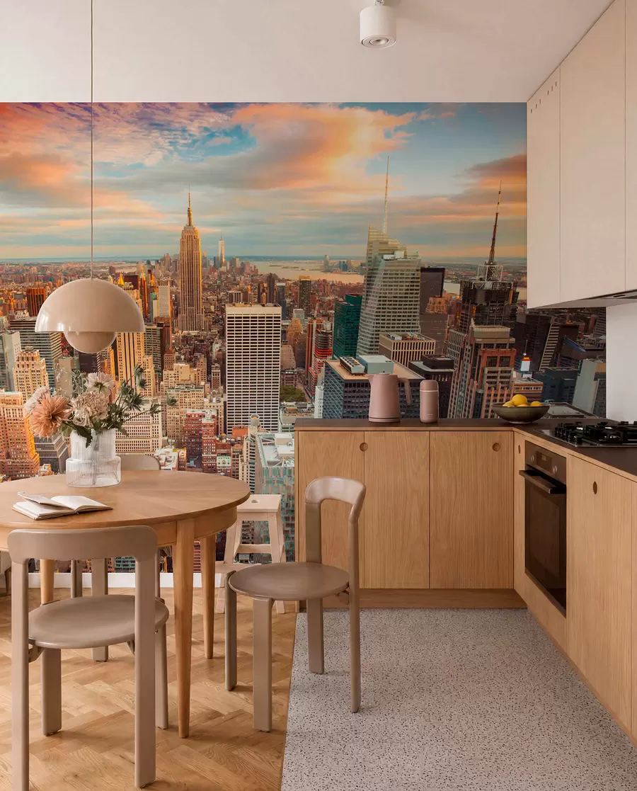 zidne murale Pogled iz zraka na zalazak sunca New Yorka u80529