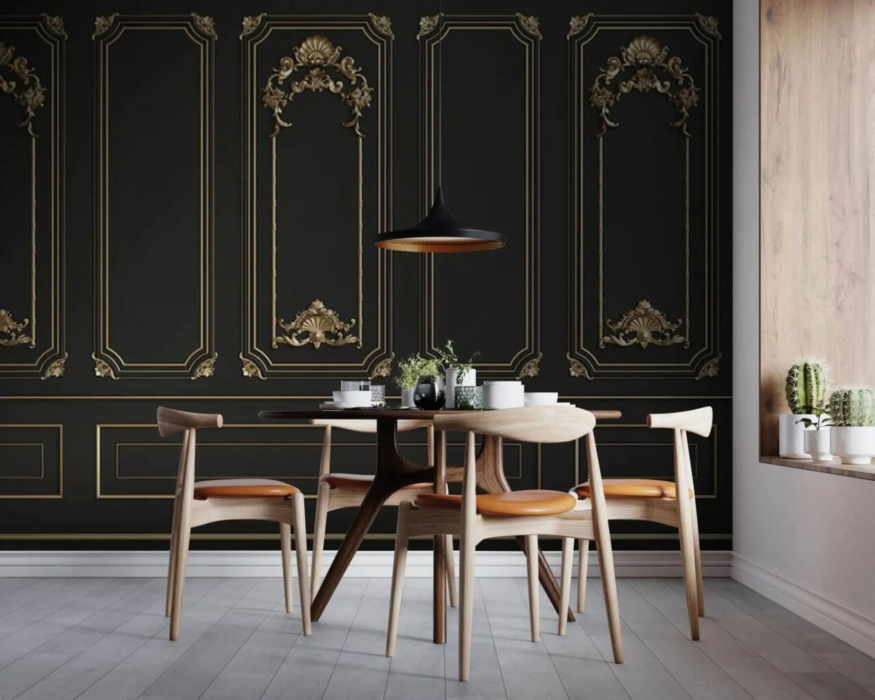 zidne murale Klasični francuski Buzeri zid u crnoj boji u72623