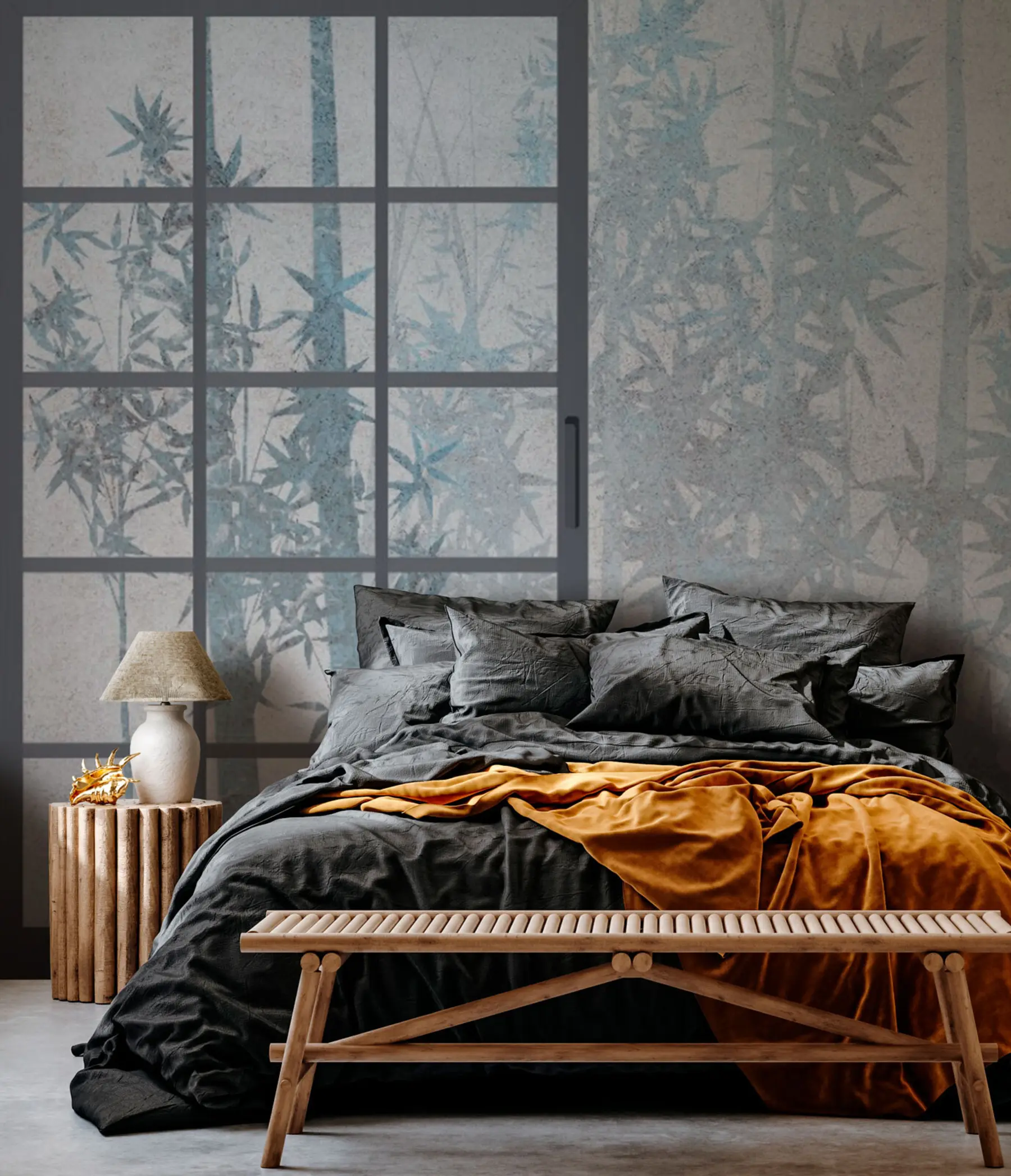 zidne murale Tradicionalni japanski stil vrata od bambusa Japanski stil u73365