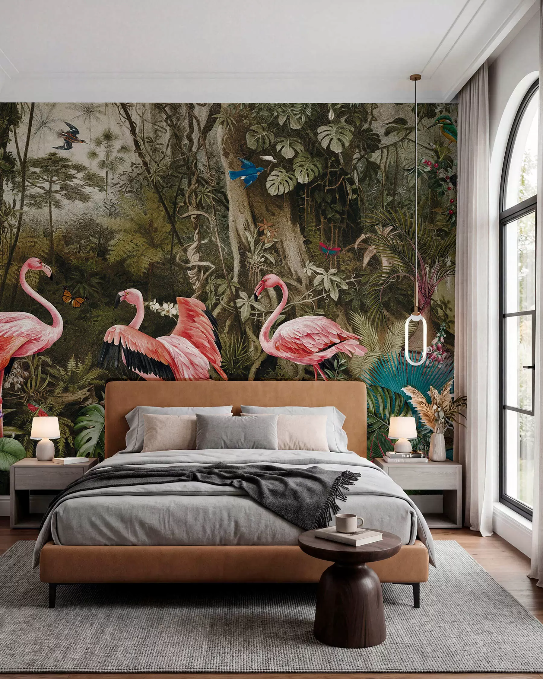 zidne murale Tropske ptice i flamingosi u džungli u73568