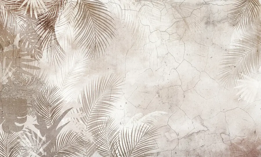 zidne murale Glamurozno 3D lišće u grunge stilu u73583