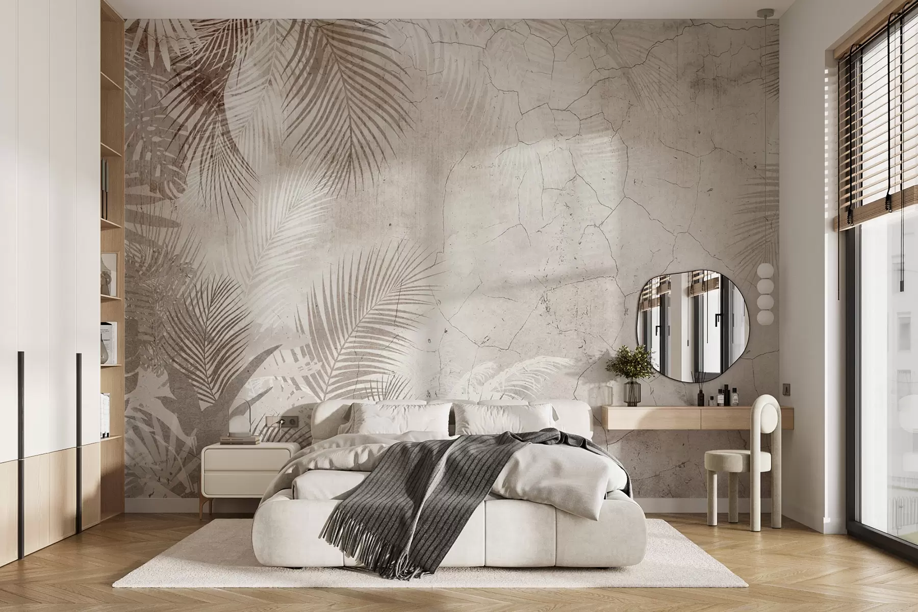 zidne murale Glamurozno 3D lišće u grunge stilu u73583