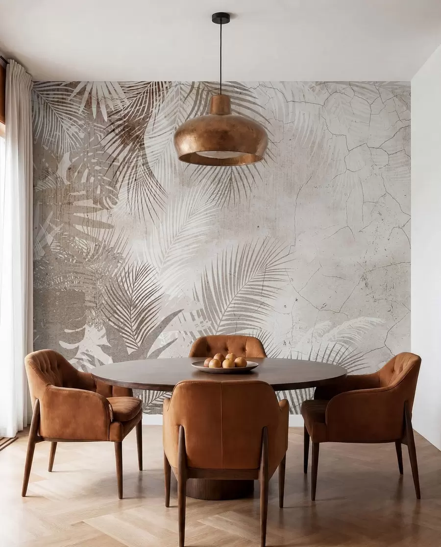 zidne murale Glamurozno 3D lišće u grunge stilu u73583
