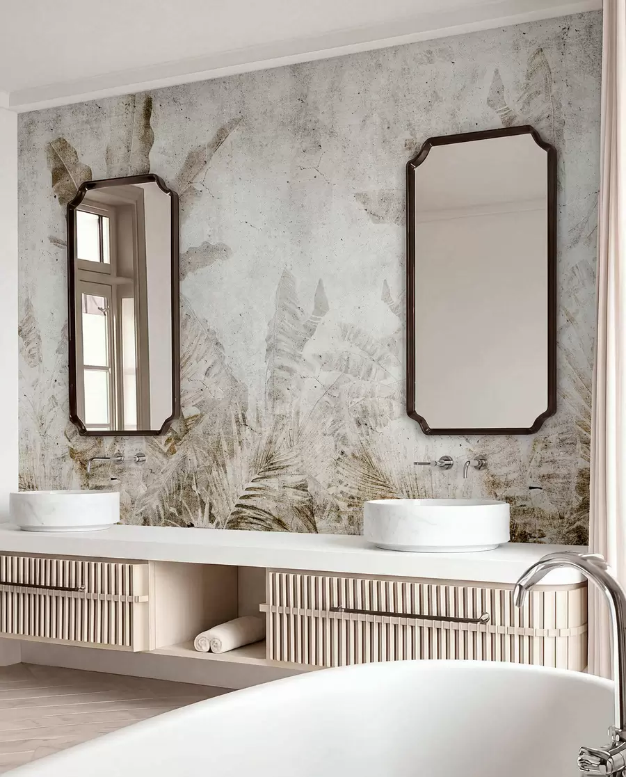 zidne murale Listovi banane na betonskom zidu u73886