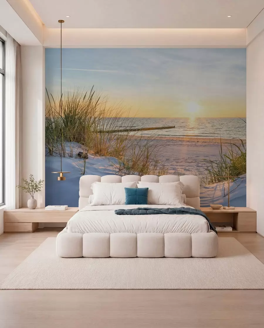 zidne murale Fotografija/Panoramska plaža Dunes sa zalaskom sunca u93577