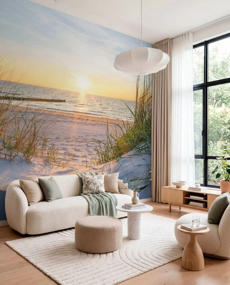 zidne murale Fotografija/Panoramska plaža Dunes sa zalaskom sunca u93577