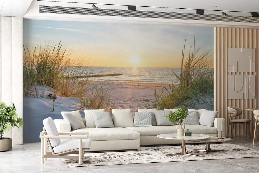 zidne murale Fotografija/Panoramska plaža Dunes sa zalaskom sunca u93577