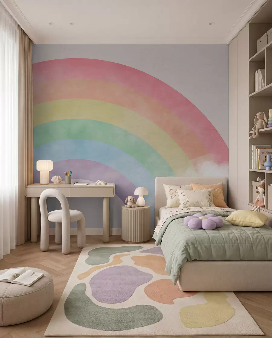 zidne murale Duga kroz meke oblake u93619