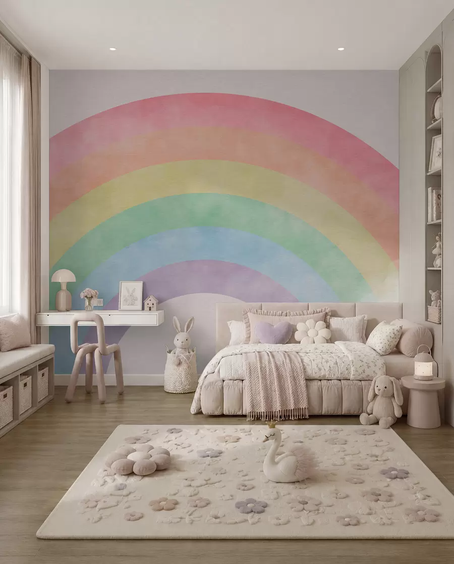 zidne murale Duga kroz meke oblake u93619