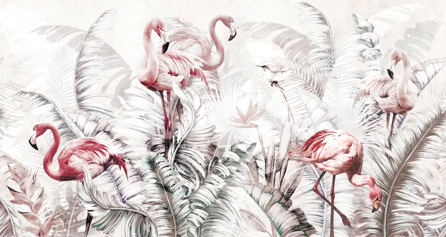 zidne murale Flamingosi u tropima u73919