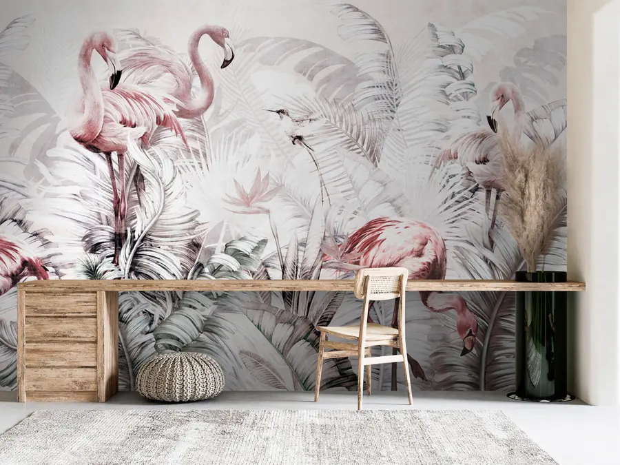 zidne murale Flamingosi u tropima u73919