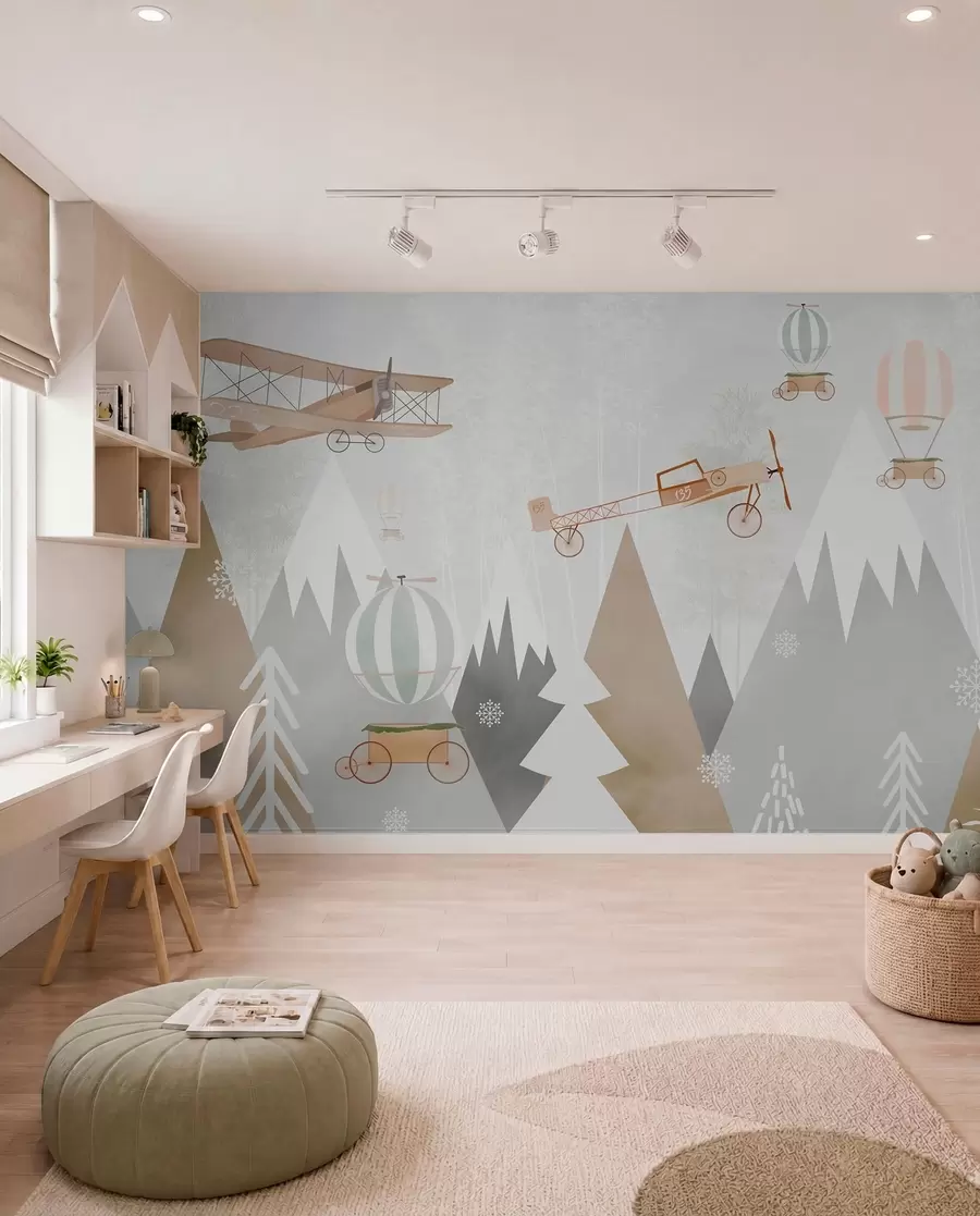 zidne murale Planine i avioni, skandinavski stil u73961