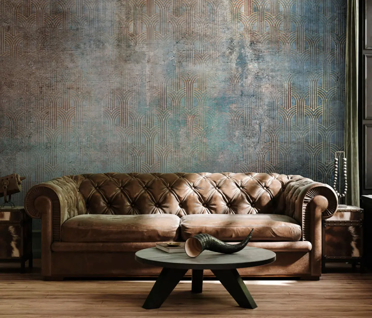 zidne murale Lučni uzorak na grunge zidu u73973