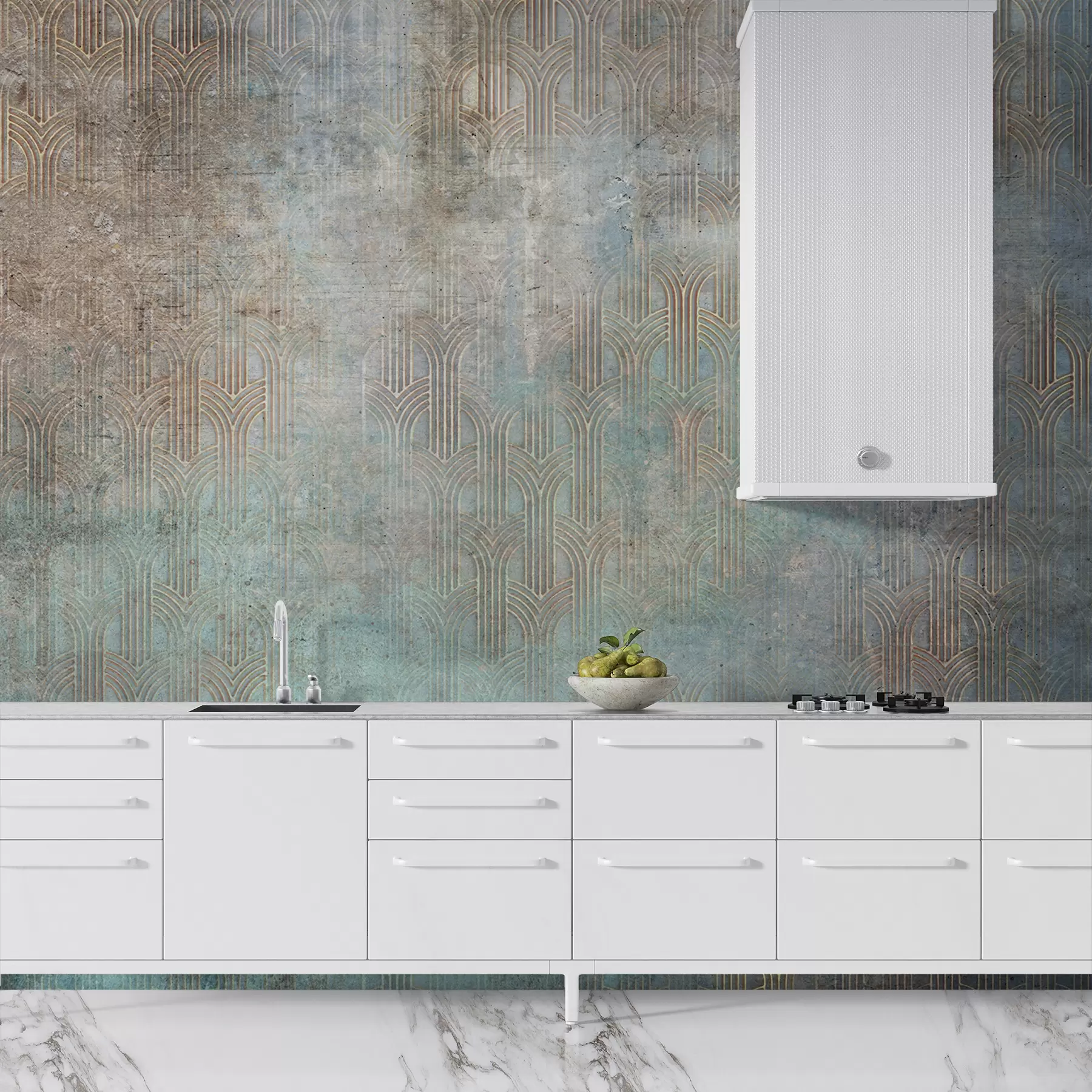 zidne murale Lučni uzorak na grunge zidu u73973