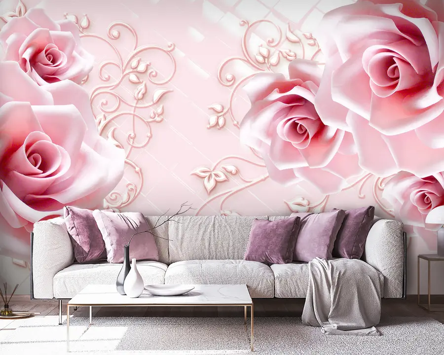 zidne murale Cvijet, bijeli i latica u47279