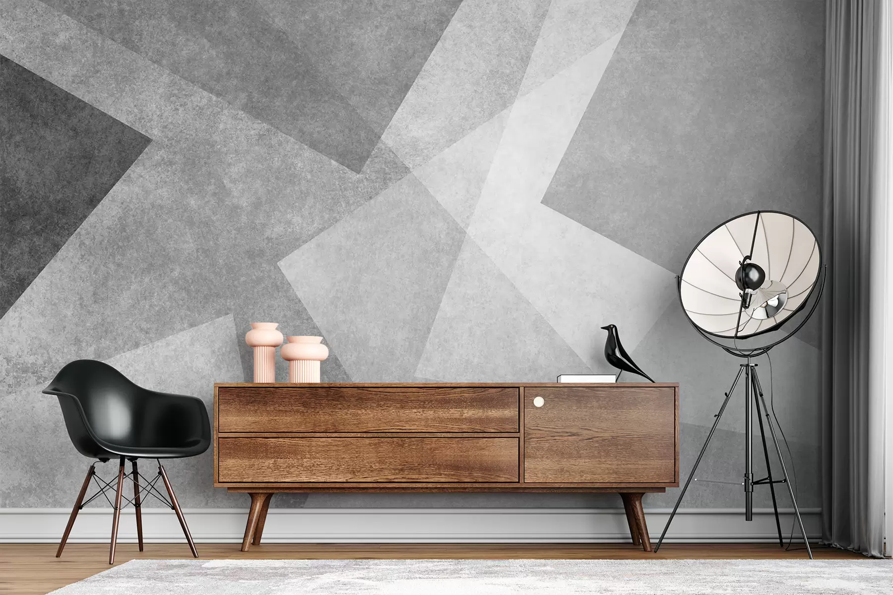 zidne murale Geometrijska apstrakcija sive u74057