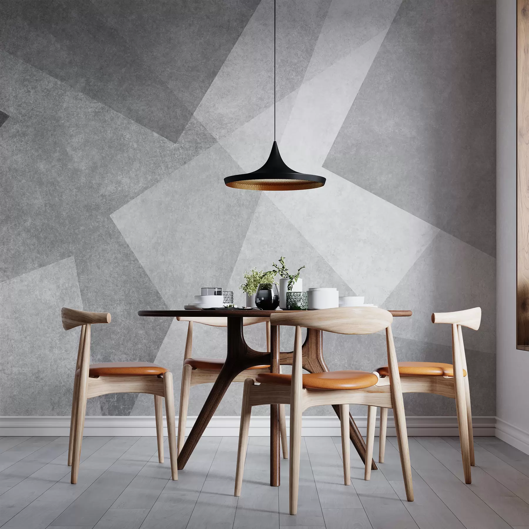 zidne murale Geometrijska apstrakcija sive u74057