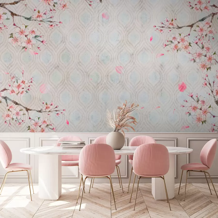 zidne murale Sakura cvijeće u vintage stilu u74383