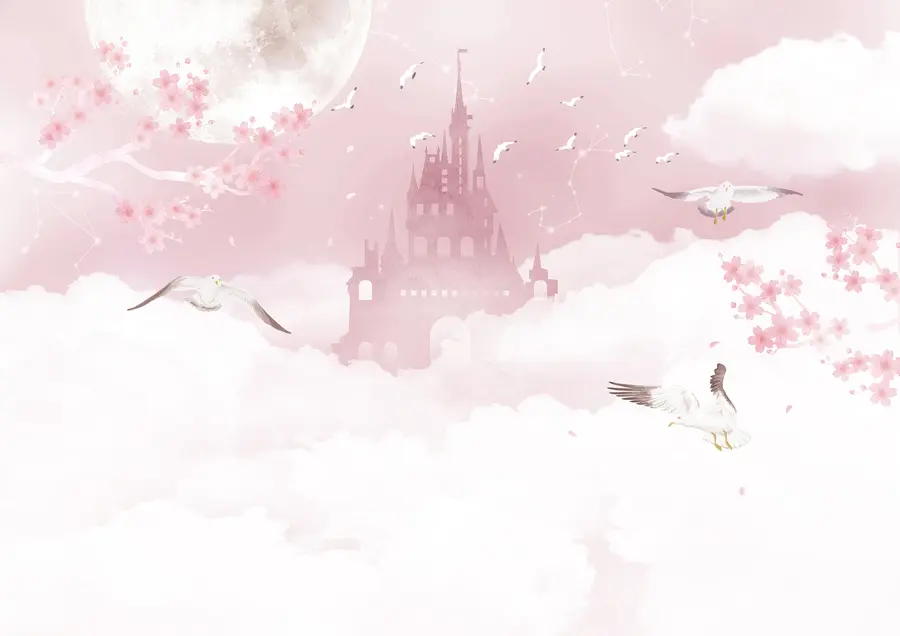 zidne murale Oblak, roza i umjetnost u41232