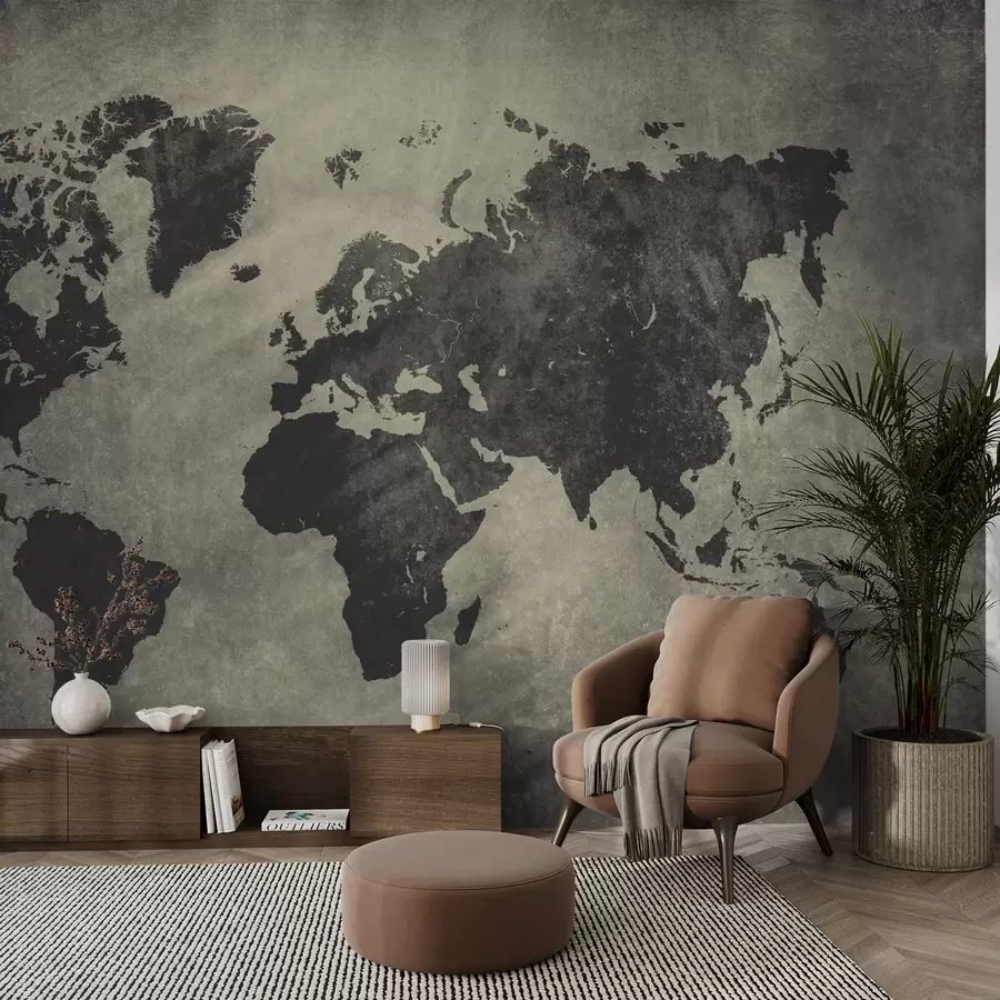 zidne murale Brown, svijet i karta u68156