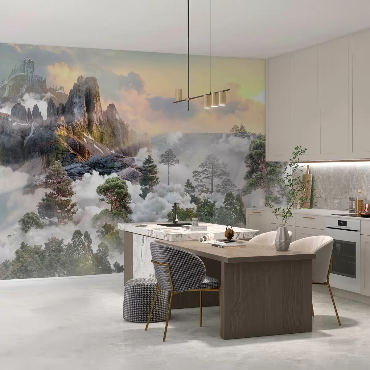 zidne murale Borova šuma u magli u80212