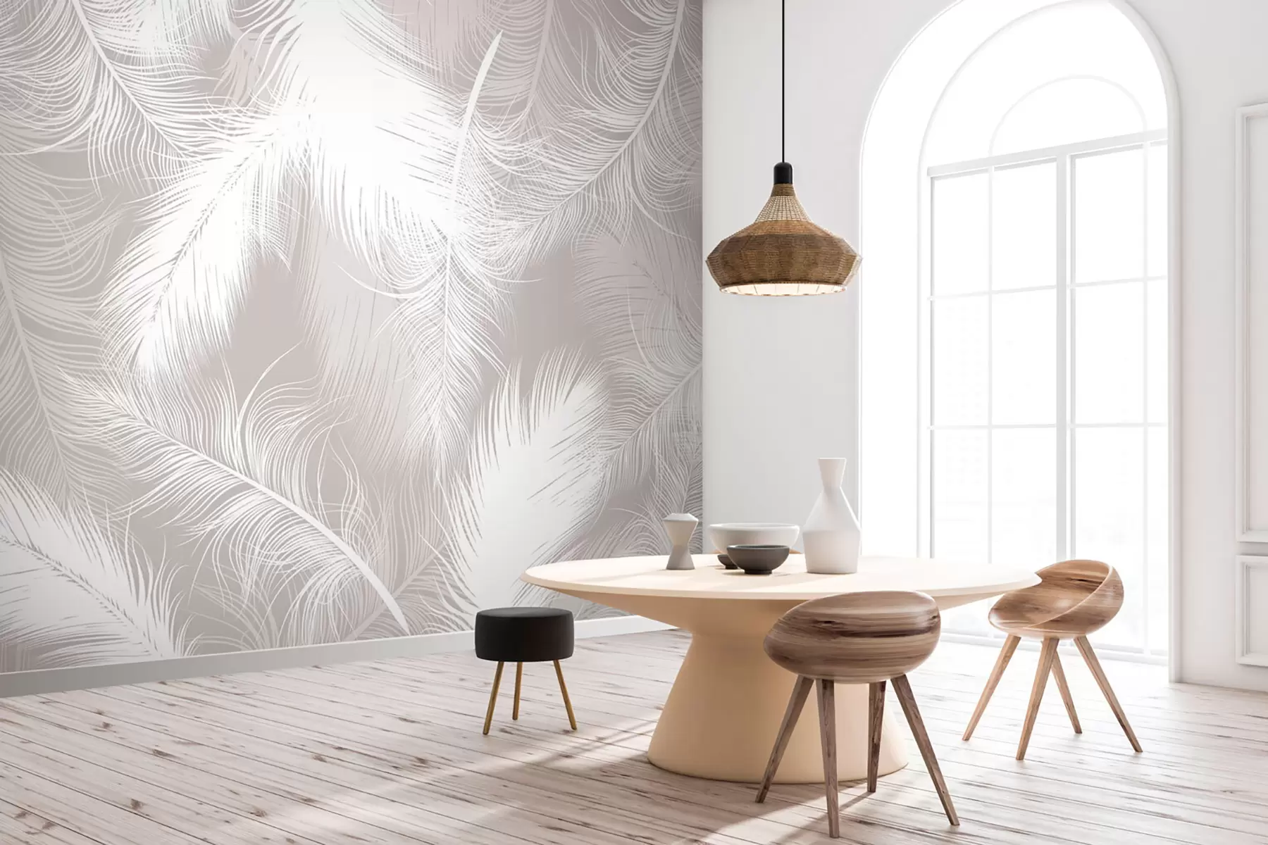 zidne murale Nježno bijelo perje u74474