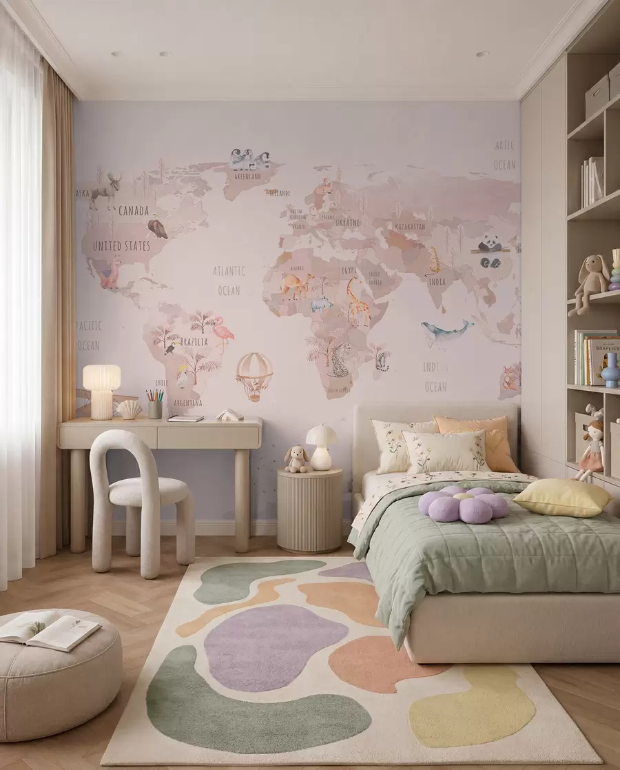 zidne murale Bajkovita karta svijeta u74508