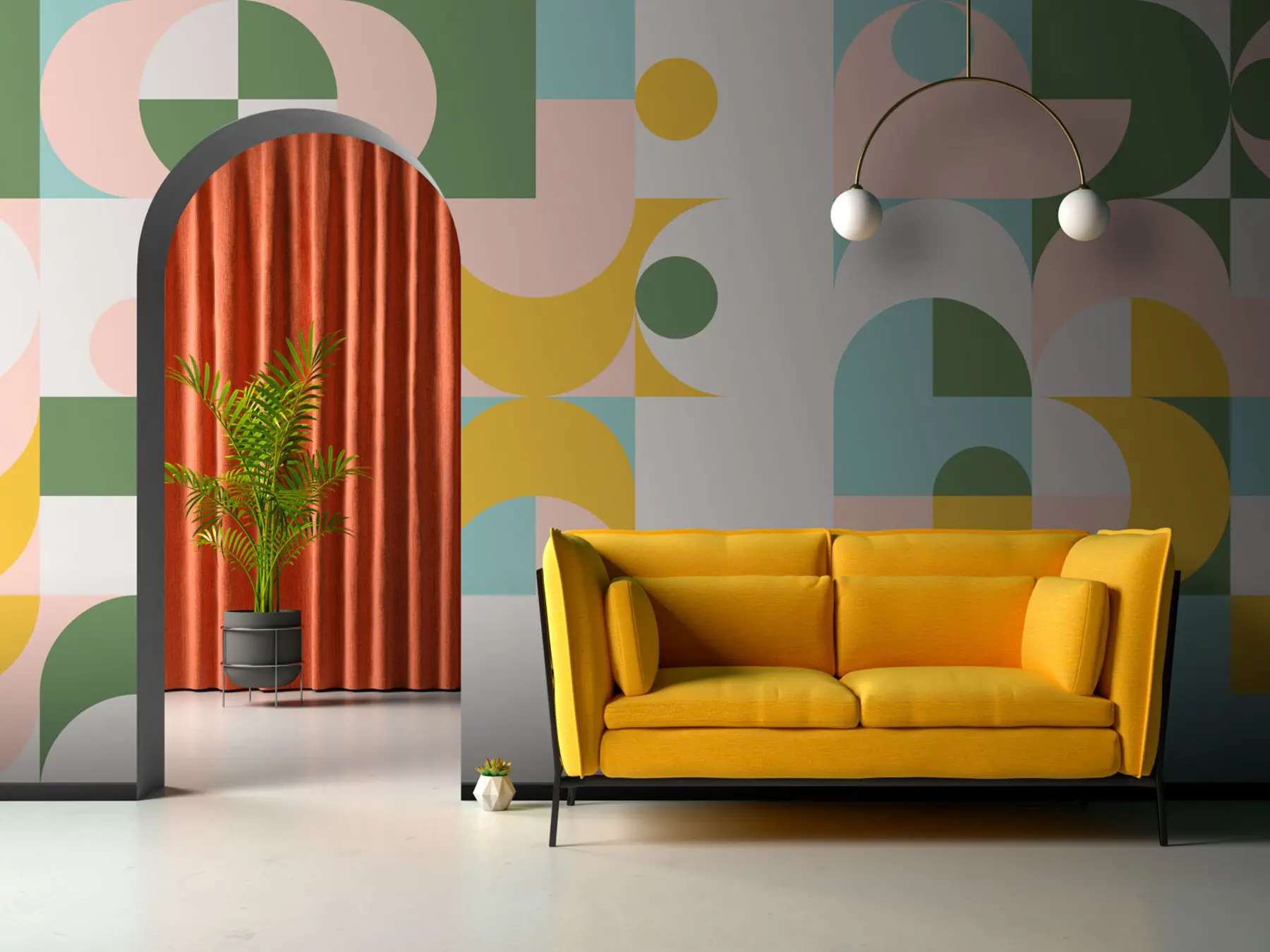 zidne murale Zidni mural u retro stilu, foto tapeta geometrija u74447