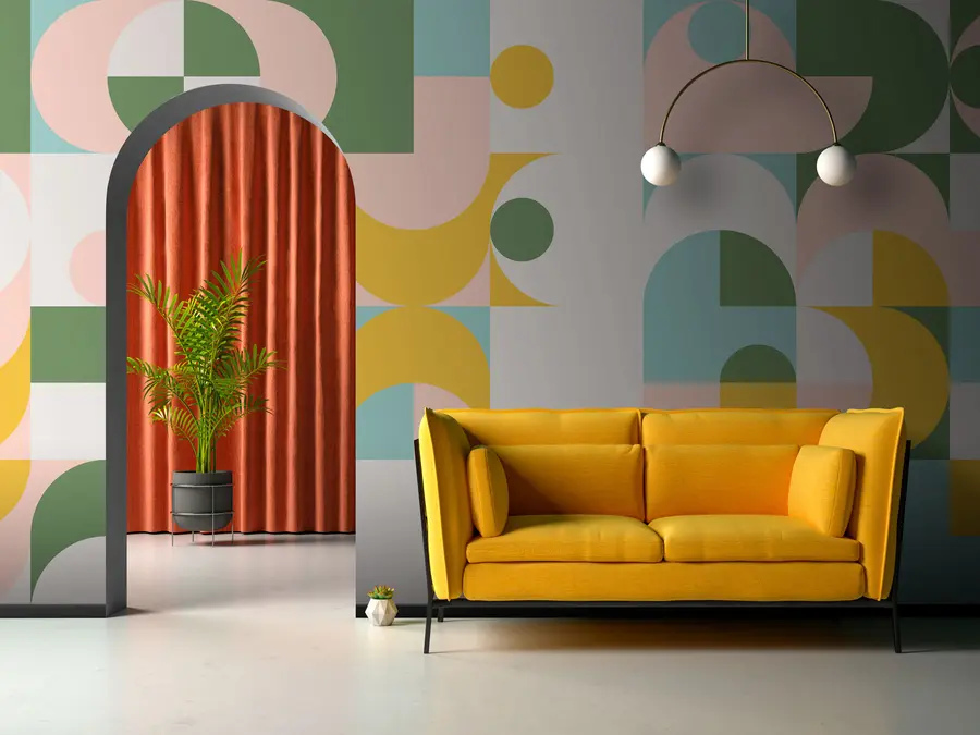 zidne murale Zidni mural u retro stilu, foto tapeta geometrija u74447