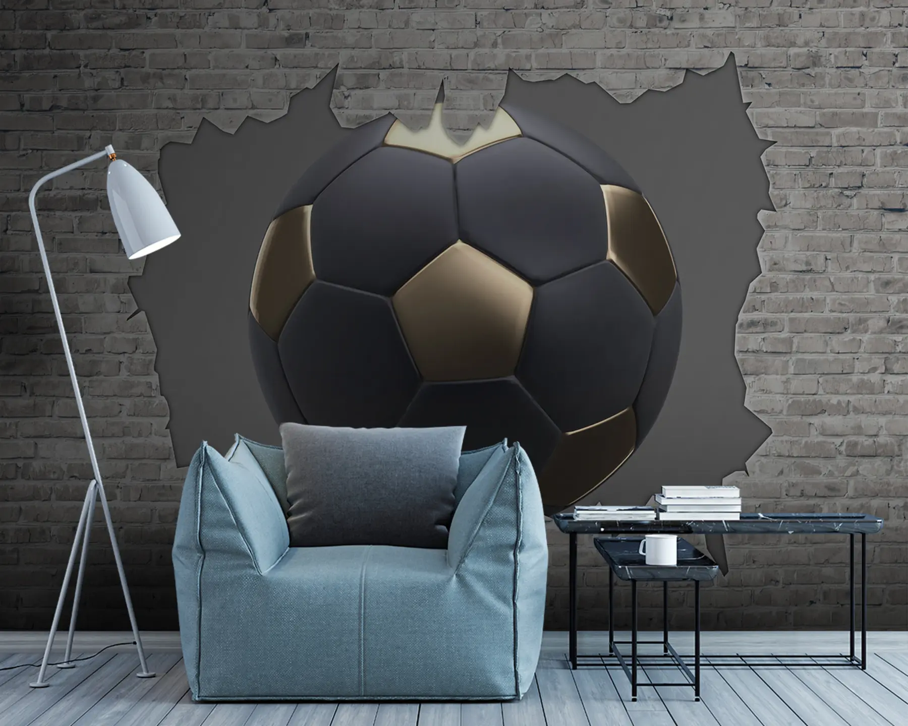 zidne murale Nogometna lopta na pozadini zida od opeke u94058