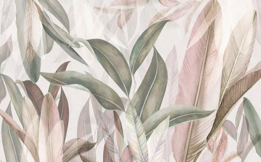 zidne murale Zeleno i ružičasto lišće palme u94302